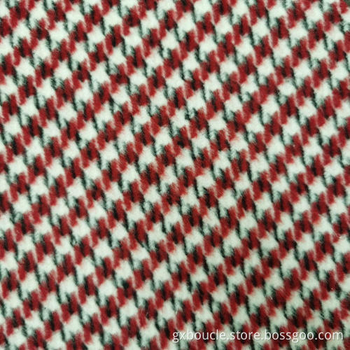 Woolen fashion houndstooth with long brush design fabric